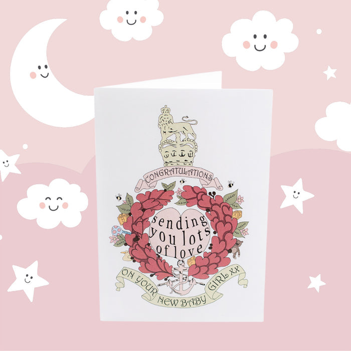 New Born Baby Pink Corps Crest Card