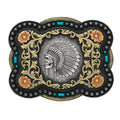 Nocona Rectangle Indian Skull Buckle
