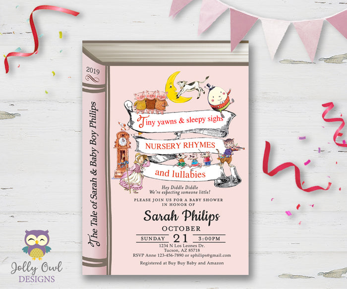 Nursery Rhymes Themed Baby Shower Invitation