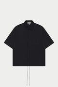 NYLON DRAWCORD SHIRT - BLACK
