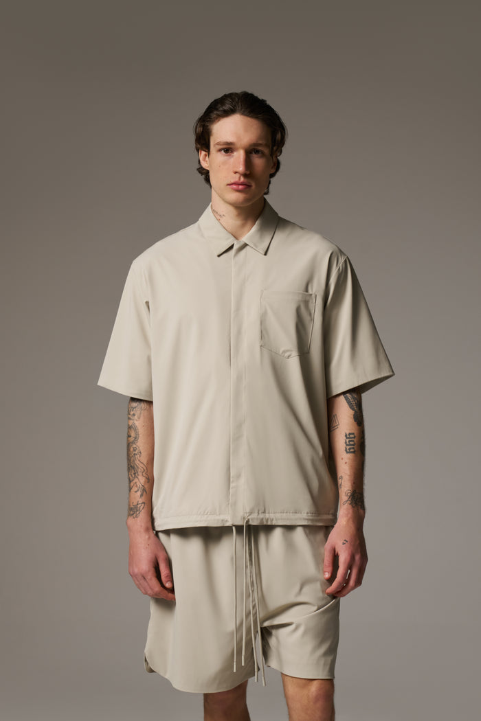 NYLON DRAWCORD SHIRT - STONE