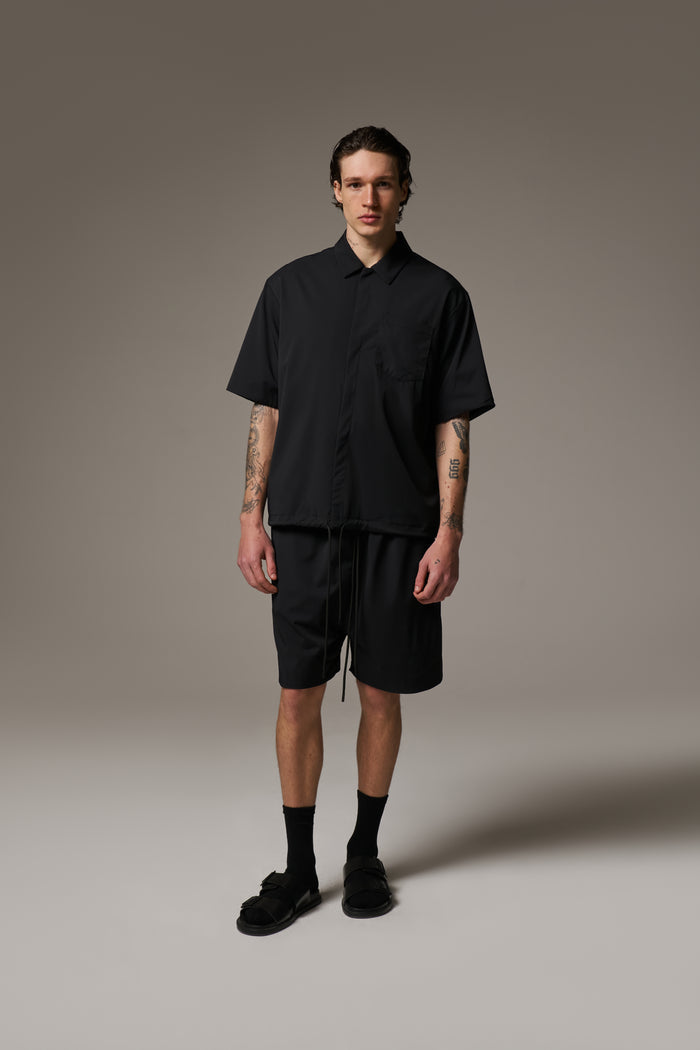NYLON DRAWCORD SHORTS - BLACK