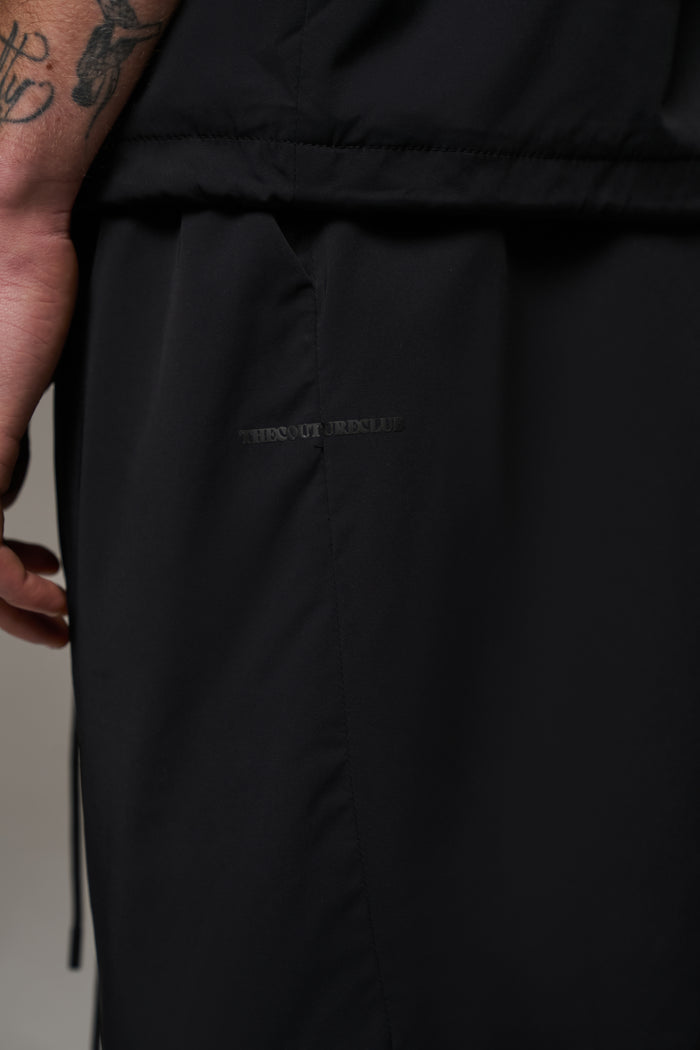 NYLON DRAWCORD SHORTS - BLACK