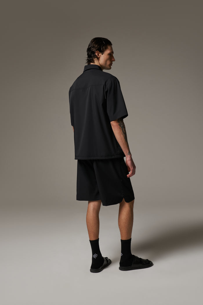 NYLON DRAWCORD SHORTS - BLACK