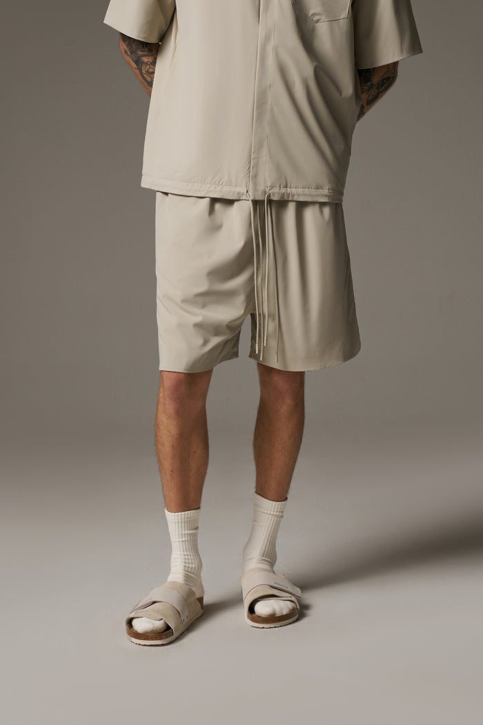 NYLON DRAWCORD SHORTS - STONE