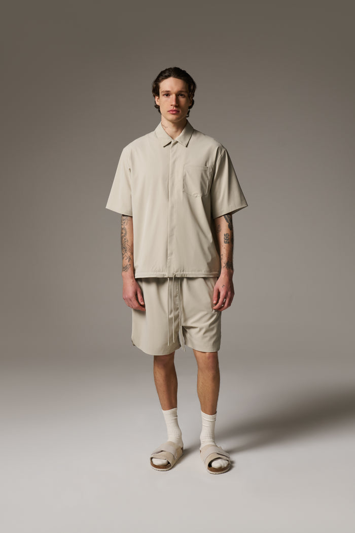 NYLON DRAWCORD SHORTS - STONE