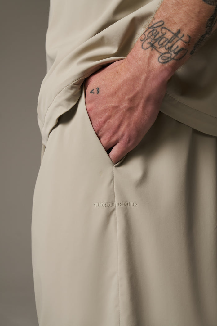 NYLON DRAWCORD SHORTS - STONE