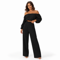 Off shoulder outfit set for women on white background