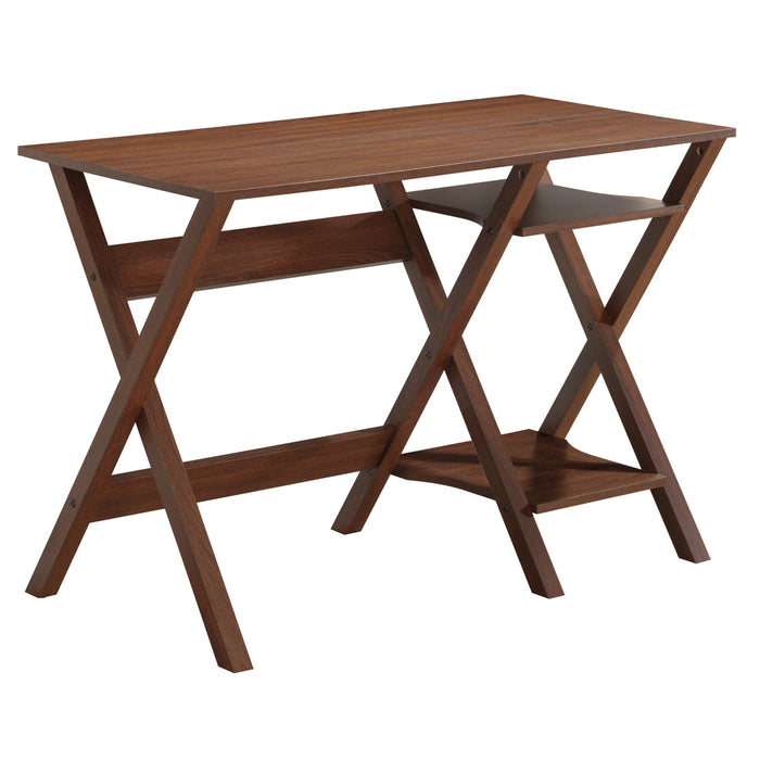 Office Express X-Leg Workstation with Side Shelves - Oak