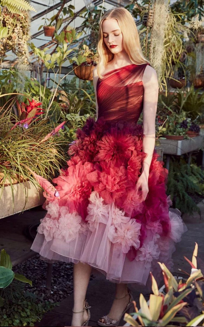 Marchesa One Shoulder Floral Dress - Runway Catalog
