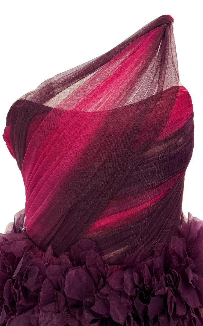 Marchesa One Shoulder Floral Dress - Runway Catalog