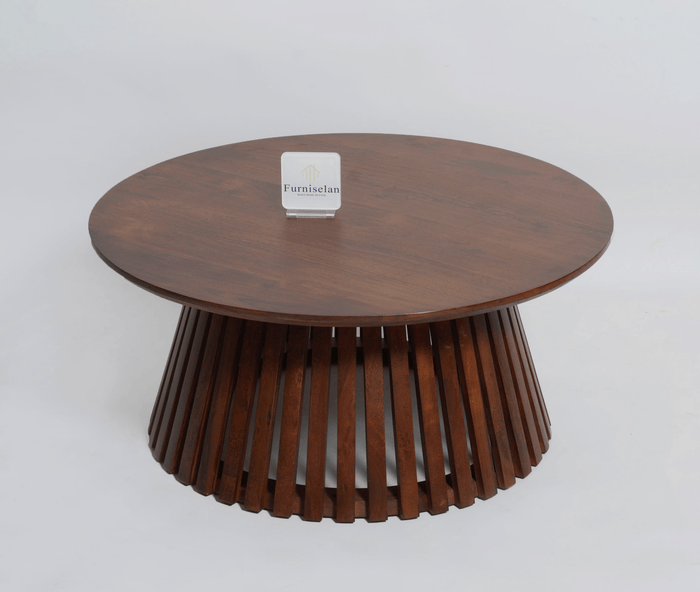 Orbit Solid Wood Round Coffee Table - Coffee Table - Furniselan - Teak-Finish