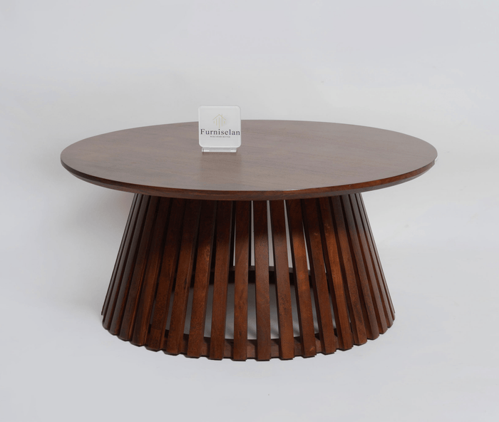 Orbit Solid Wood Round Coffee Table - Coffee Table - Furniselan - Teak-Finish