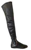 Alaïa Over Knee Studded Flat Boots - Runway Catalog