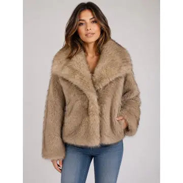 Oversized Shawl Collar Faux Fur