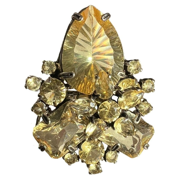 BCBGMAXAZRIA Oversized Yellow Crystals Ring - Runway Catalog