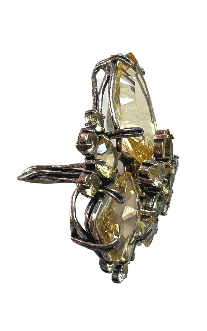 BCBGMAXAZRIA Oversized Yellow Crystals Ring - Runway Catalog