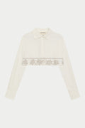 PALM EMBROIDERED CROPPED SHIRT - OFF WHITE