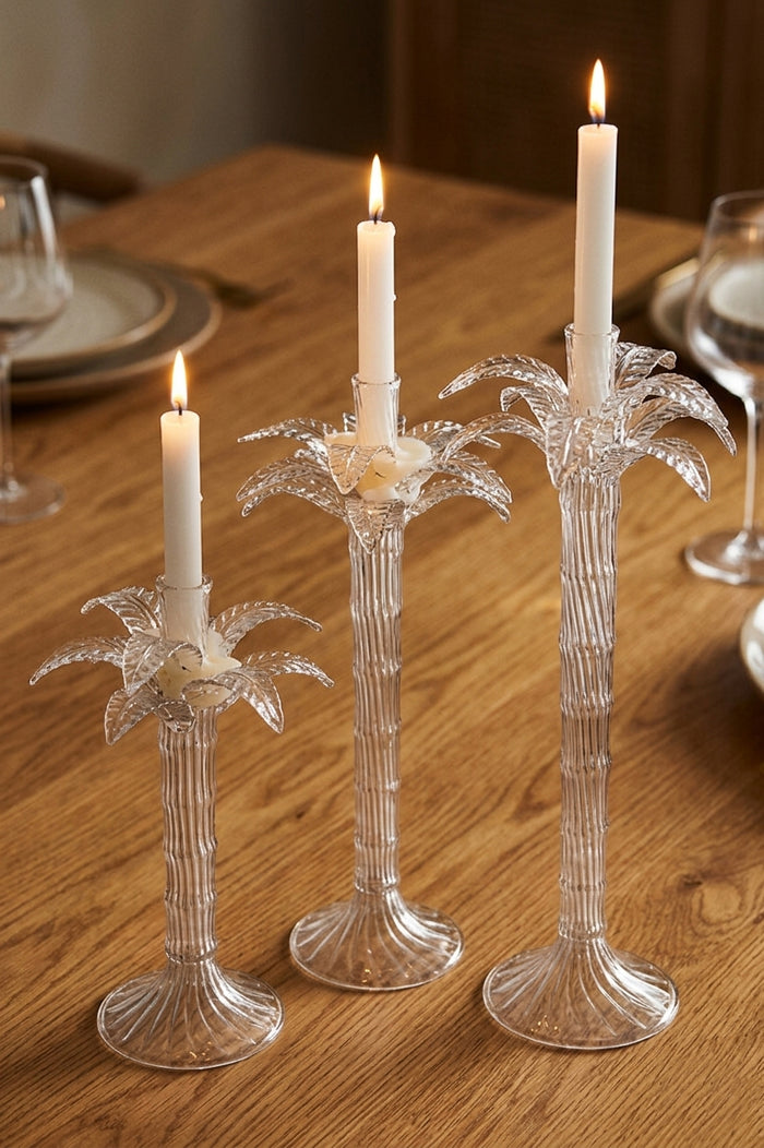 Palm Tree Glass Candle Holder