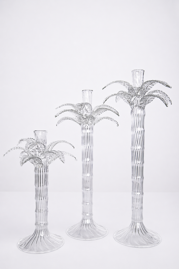 Palm Tree Glass Candle Holder