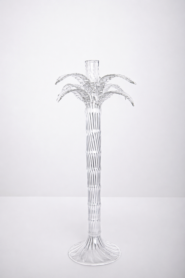 Palm Tree Glass Candle Holder
