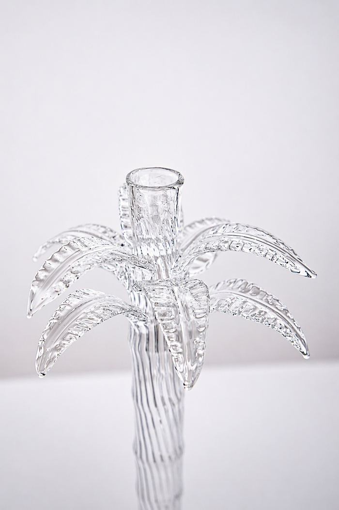 Palm Tree Glass Candle Holder