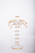 Palm Tree Glass Gold Candle Holder