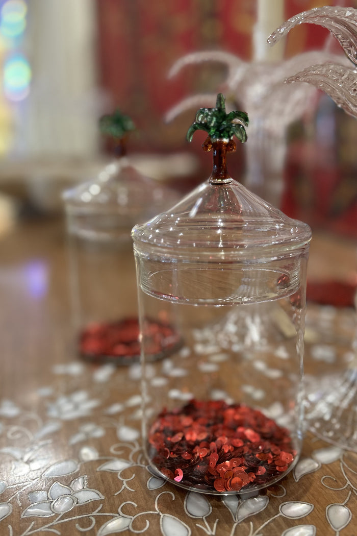 Palm Tree Glass Jar