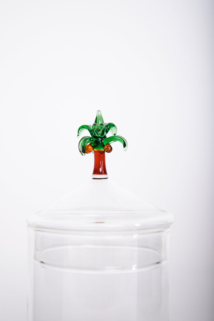 Palm Tree Glass Jar
