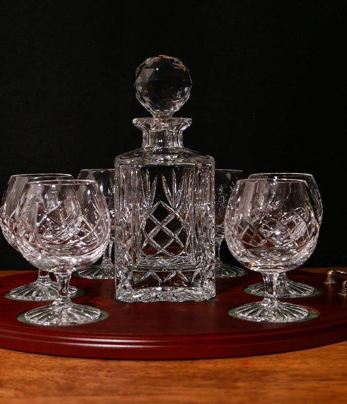 Panel Style Brandy 7 Piece Hosting Tray Set