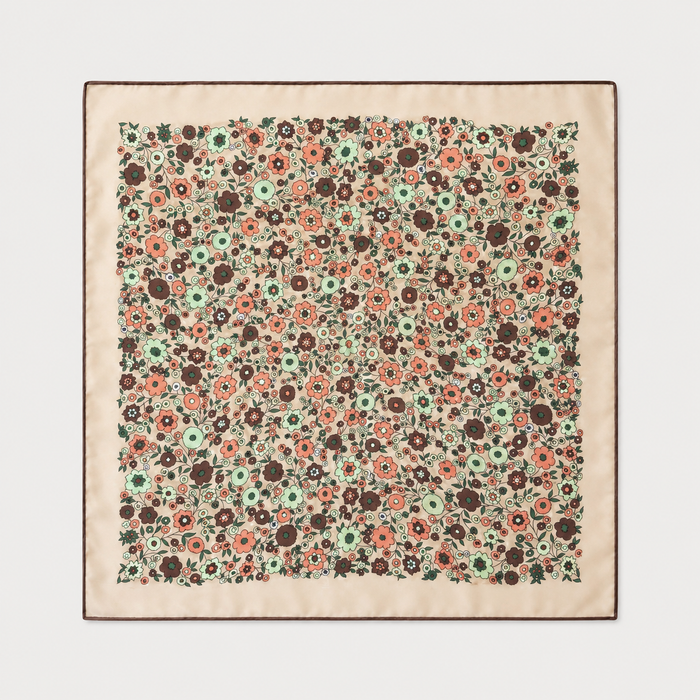 Peach Floral Satin Scarf