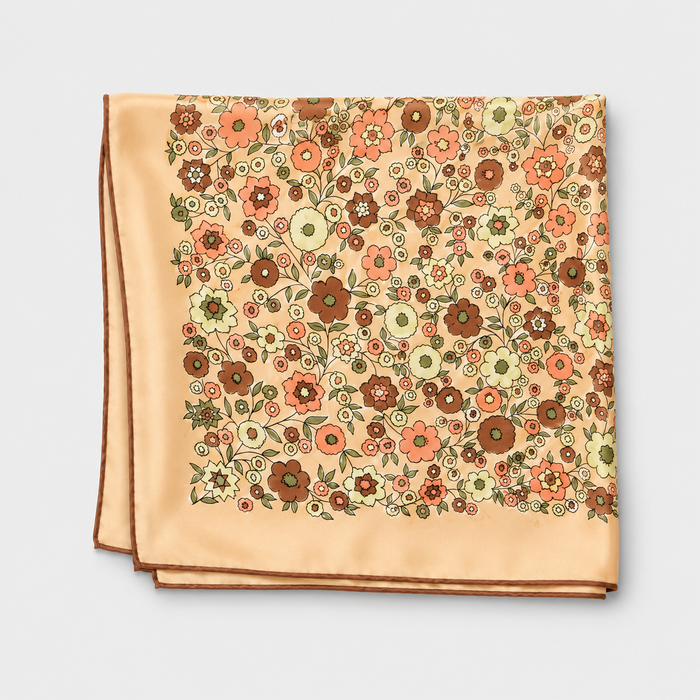 Peach Floral Satin Scarf