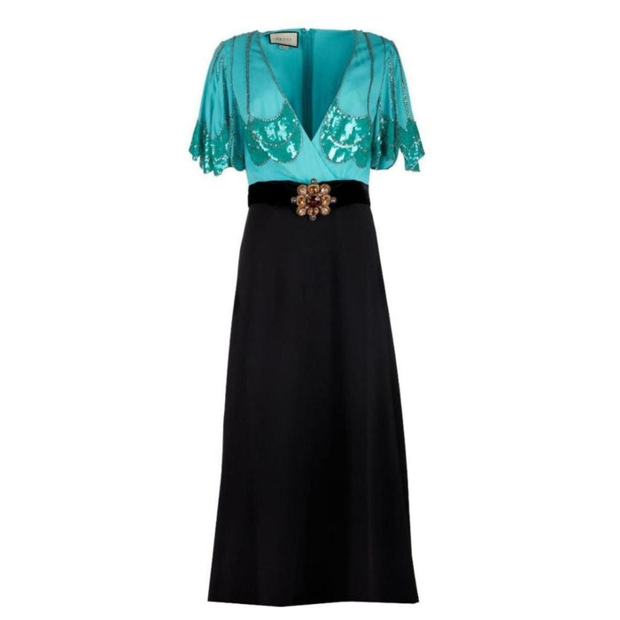 Gucci Petal Sleeve Deep V - neck Gown - Runway Catalog