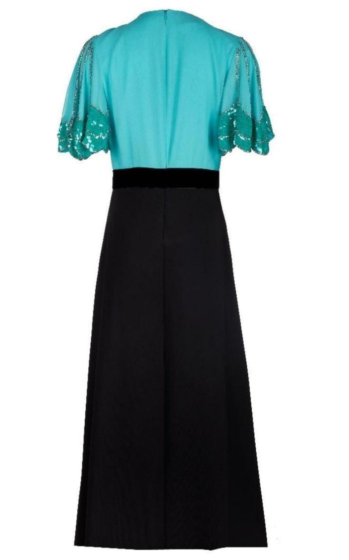 Gucci Petal Sleeve Deep V - neck Gown - Runway Catalog