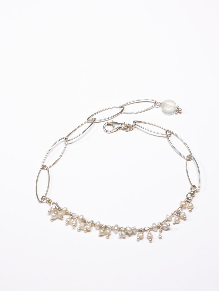 Petite fringe pearl nh bracelet in sterling silver