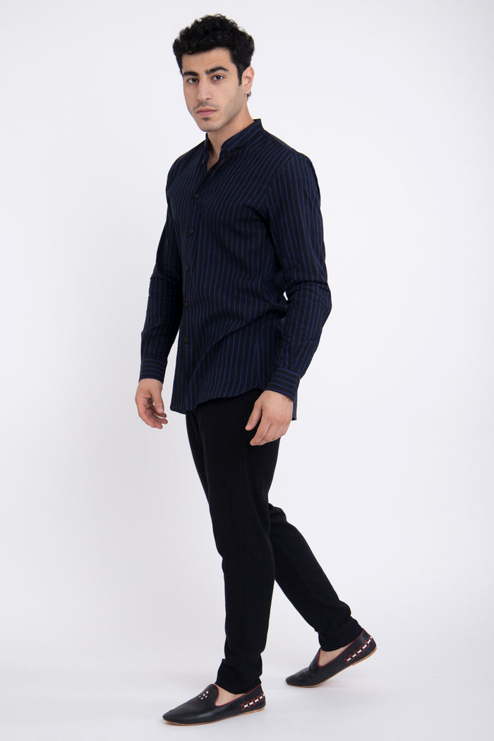 Philippe Muslin Black & Blue Shirt