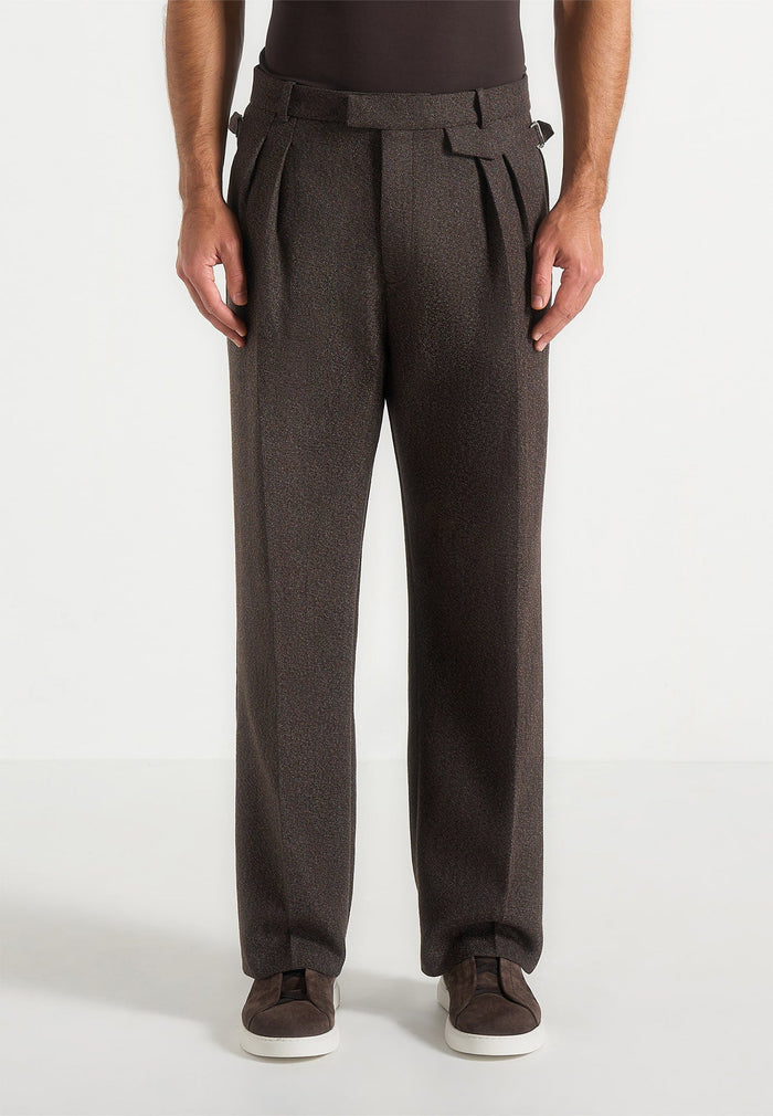 pierre-twin-pleat-melange-tailored-trousers-brown