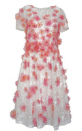 Pamella Roland Pink Floral - appliqued Lace Midi Dress - Runway Catalog
