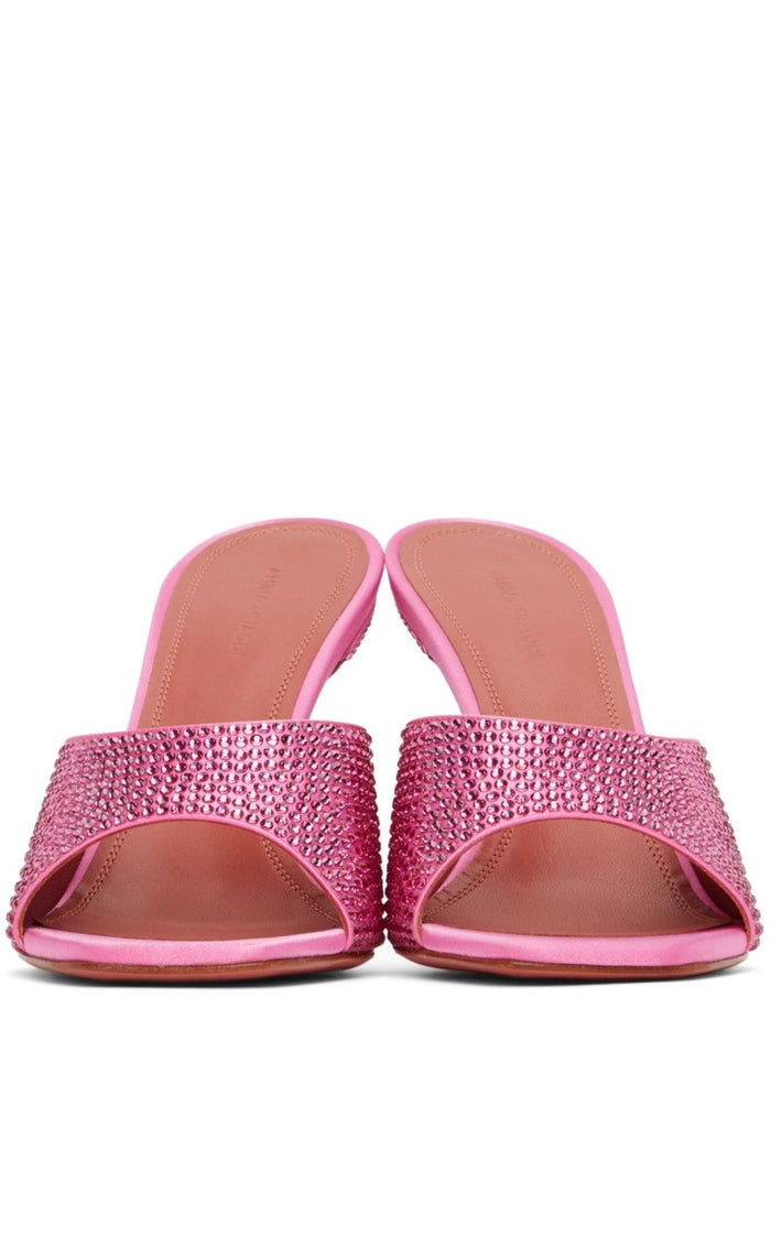 Amina Muaddi Pink Lupita Crystal Mules - Runway Catalog
