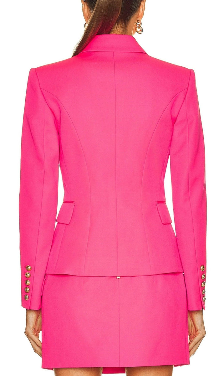 Balmain Pink Peak Lapels Wool Blazer - Runway Catalog