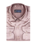 Pink Shiny Plain Satin Classic Men’s Shirt-Makrom