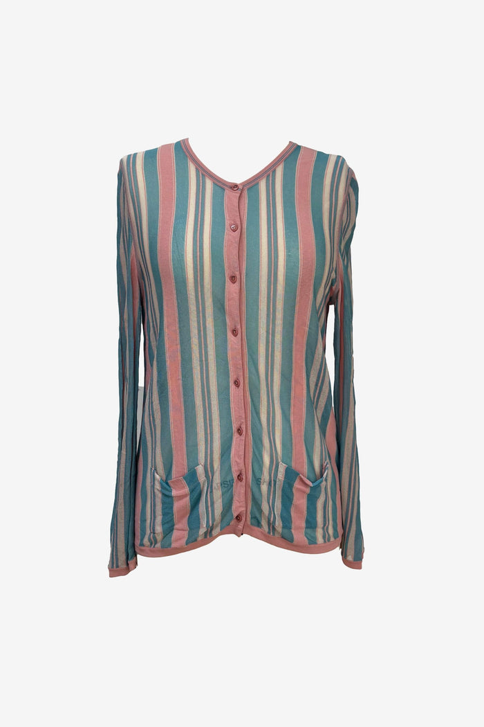Pink Striped Chanel Cardigan