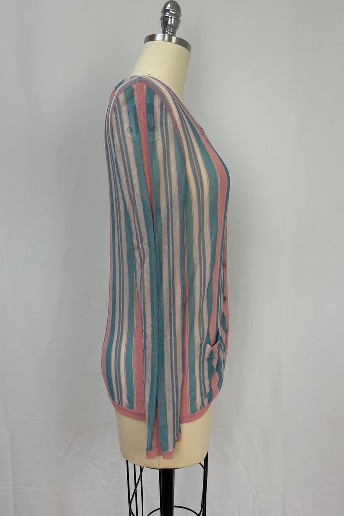 Pink Striped Chanel Cardigan