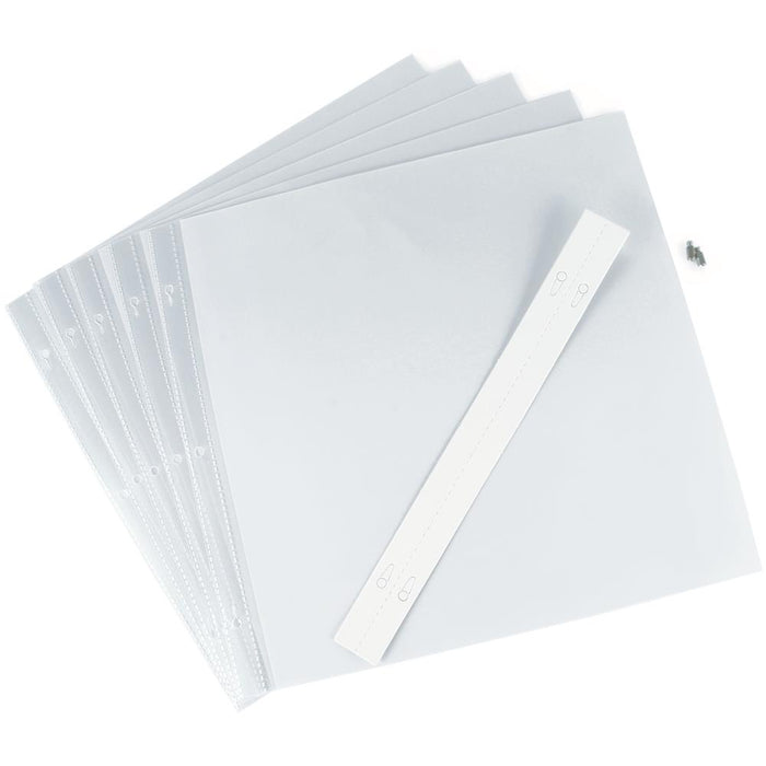 Pioneer - Universal Top-Loading Page Protectors - 5/Pkg - 12"X12" (W/White Inserts). PIONEER-Heavy paper inserts with top loading sheet protectors. Can be used with post bound, strap style or 3-ring albums. Acid free, lignin free and PVC emission free. Available at Embellish Away located in Bowmanville Ontario Canada.