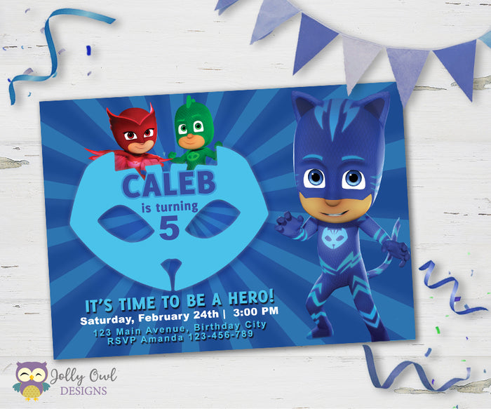 PJ Masks Birthday Party Invitation