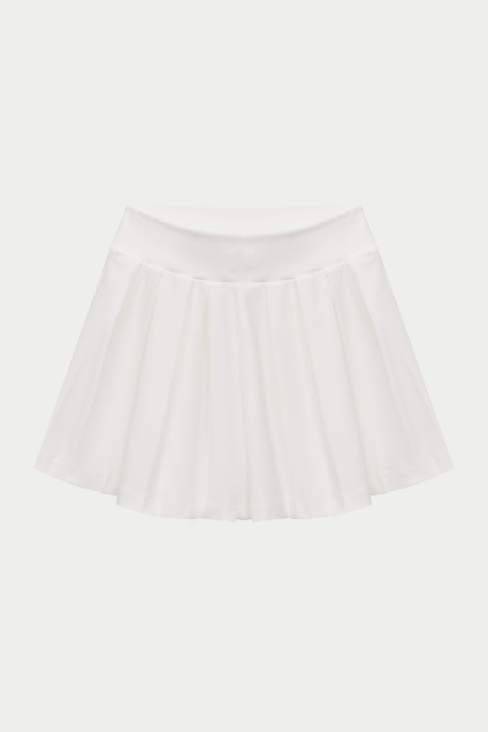 PLEATED SCULPTING STRETCH MINI SKORT - WHITE