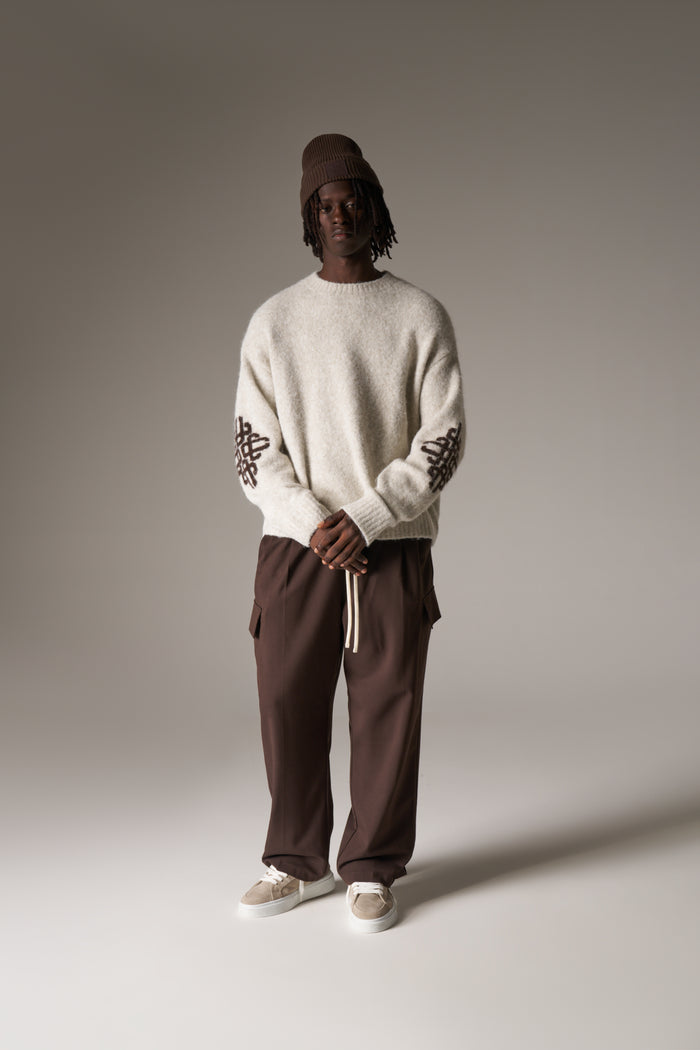 PLEATED WIDE LEG TROUSER - CHOCOLATE