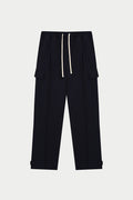 PLEATED WIDE LEG TROUSER - NAVY