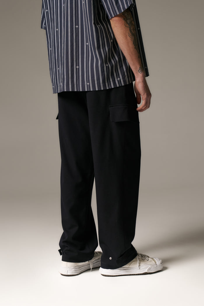 PLEATED WIDE LEG TROUSER - NAVY