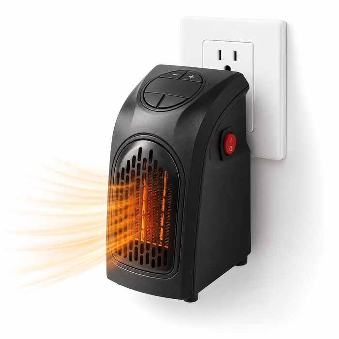 Plug in wall heater with adjustable 15-32°C controls for convenient heating in compact home, work, or study spaces every day.